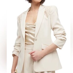 Cinq a Sept Crochet Lace Scrunched Cheyenne Blazer Plaster Size 6